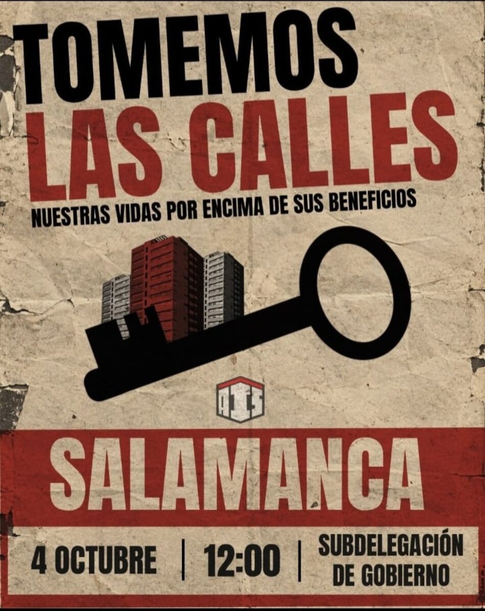 La Asamblea de Inquilinas convoca en Salamanca manifestación por la vivienda el domingo a las 12:00