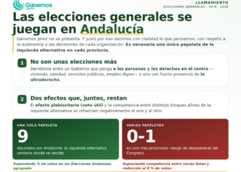 Ganemos Jerez hace un llamamiento a la izquierda alternativa andaluza para que concurra con una única papeleta el 29-N
