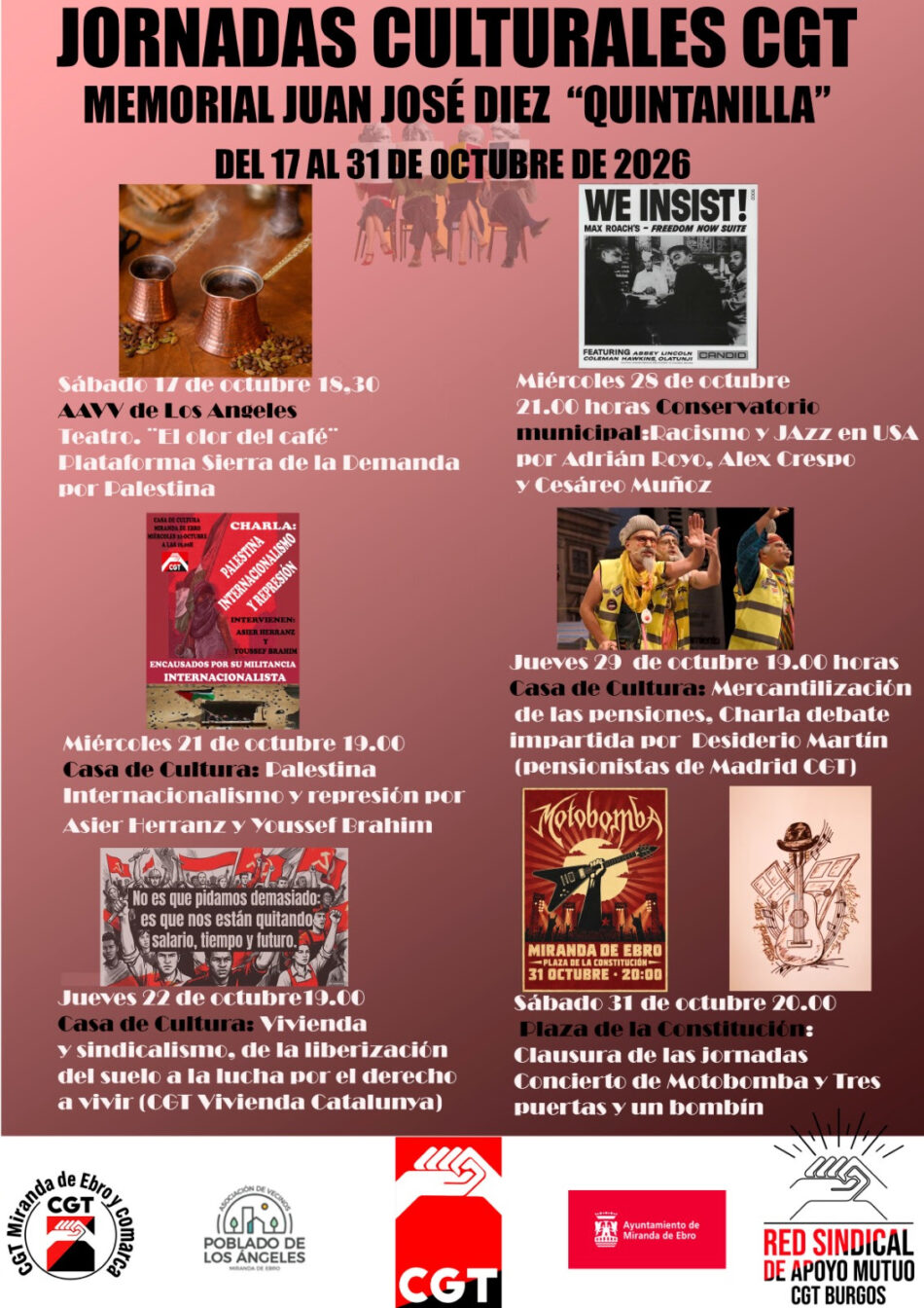 CGT presenta las «Jornadas Culturales CGT – Memorial Juan José Diez ‘Quintanilla'» en Miranda de Ebro