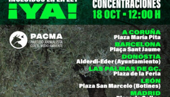 PACMA convoca concentraciones en trece ciudades por la inclusión de los perros de caza en la Ley de Bienestar Animal, el 18 de octubre
