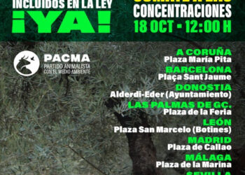 PACMA convoca concentraciones en trece ciudades por la inclusión de los perros de caza en la Ley de Bienestar Animal, el 18 de octubre