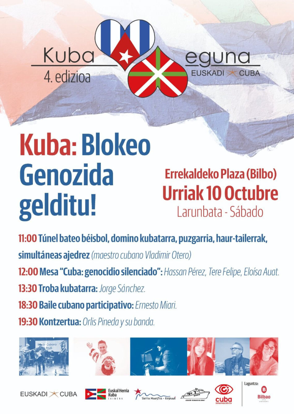 Fiesta solidaria “Kuba Eguna” denunciará el genocidio silencioso que sufre Cuba: sábado 10 de octubre, barrio de Errekalde (Bilbao)