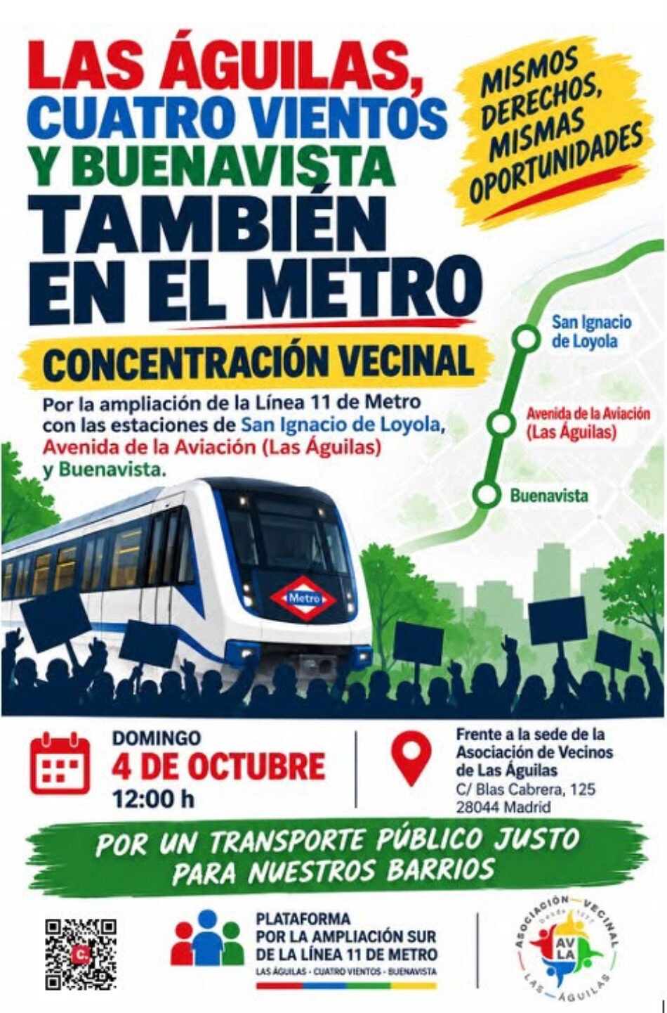 Más de 70.000 vecinos de Las Águilas, Cuatro Vientos y Buenavista vuelven a quedar fuera de los planes de ampliación del Metro